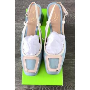 Sam Edelman Tracie Robin Egg Blue Porcelain Slingback Heel Women Size 7